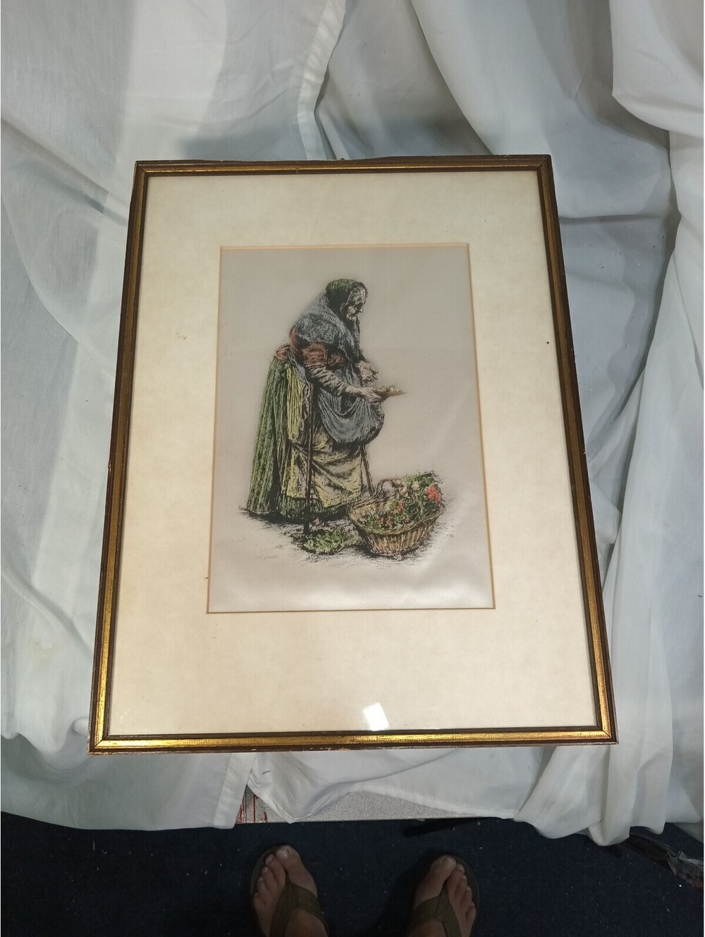 Paul Geissler Gemuse Frau Framed German Silk Print Vintage Art